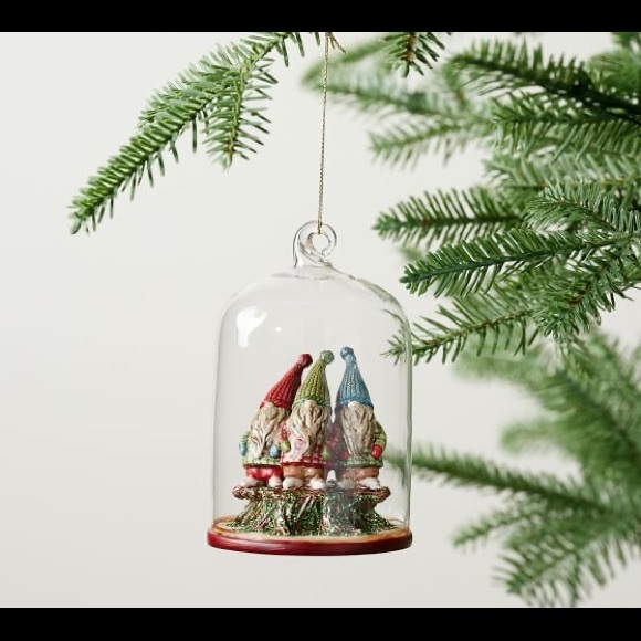Pottery Barn Christmas Holiday Triple Gnome Cloche Ornament 🎄 - Picture 13 of 14